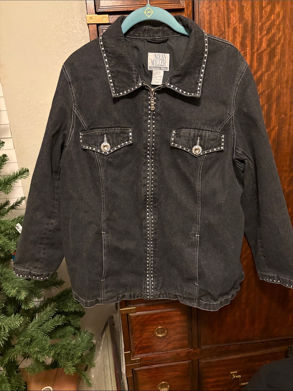 Nolan Miller Black Studded Jean Jacket